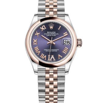 Rolex Datejust 31 278241 Wristwatch, Jubilee Bracelet, Aubergine Roman VI Diamond Dial, Domed Bezel