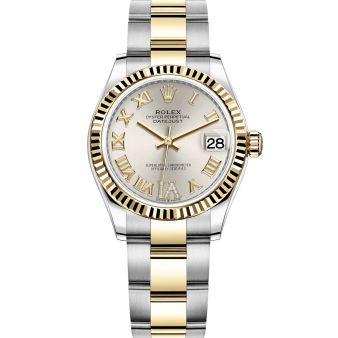 Rolex Datejust 31 278273 Wristwatch, Oyster Bracelet, Silver Roman VI Diamond Dial, Fluted Bezel