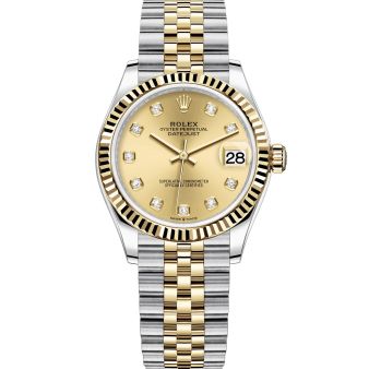 Rolex Datejust 31 278273 Wristwatch, Jubilee Bracelet, Champagne Diamond Dial, Fluted Bezel