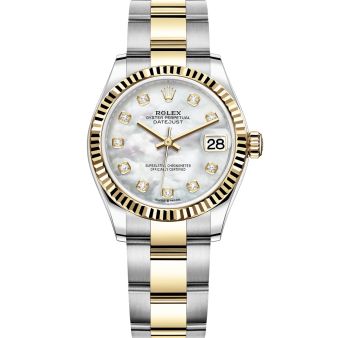 Rolex Datejust 31 278273 Wristwatch, Oyster Bracelet, Mother of Pearl Diamond Dial, Fluted Bezel
