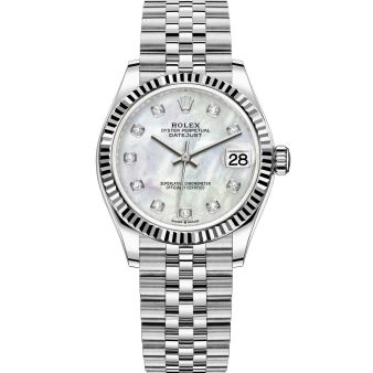 New Rolex Datejust 31, Mother of Pearl Diamond Dial, Jubilee Bracelet, Fluted Bezel