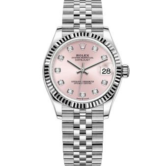 New Rolex Datejust 31, Pink Diamond Dial, Jubilee Bracelet, Fluted Bezel