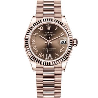 Rolex Datejust 31 278275 Wristwatch, President Bracelet, Chocolate Roman VI Diamond Dial, Fluted Bezel