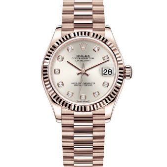 Rolex Datejust 31 278275 Wristwatch, President Bracelet, Silver Diamond Dial, Fluted Bezel