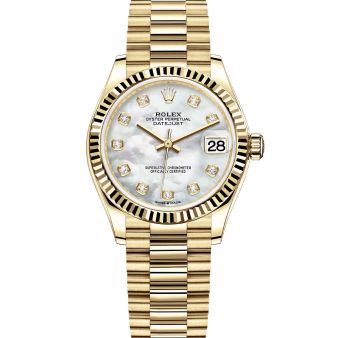Rolex Datejust 31 278278 Wristwatch, President Bracelet, Mother of Pearl Diamond Dial, Fluted Bezel