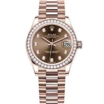 Rolex Datejust 31 278285RBR Wristwatch, President Bracelet, Chocolate Diamond Dial, Diamond Bezel