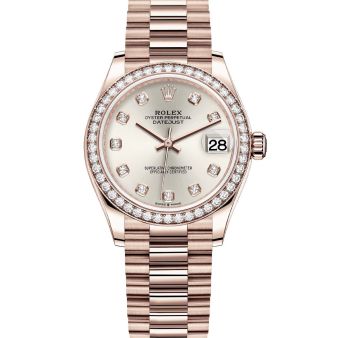 Rolex Datejust 31 278285RBR Wristwatch, President Bracelet, Silver Diamond Dial, Diamond Bezel