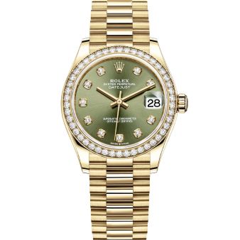 Rolex Datejust 31 278288RBR Wristwatch, President Bracelet, Olive Green Diamond Dial, Diamond Bezel