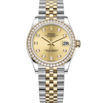 Rolex Datejust 31 278383RBR Wristwatch, Jubilee Bracelet, Champagne Diamond Dial, Diamond Bezel