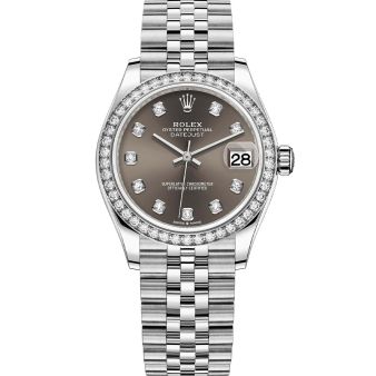 Rolex Datejust 31 278384RBR Wristwatch, Jubilee Bracelet, Dark Grey Diamond Dial, Diamond Bezel