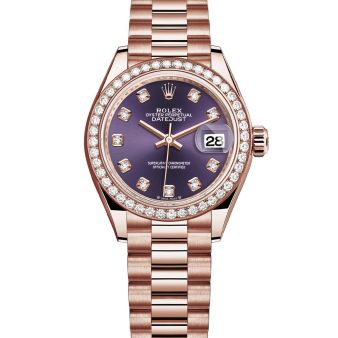 Rolex Lady-Datejust 28 279135RBR Wristwatch President Bracelet Aubergine Diamond Dial Diamond Bezel