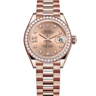 Rolex Lady-Datejust 28 279135RBR Wristwatch President Bracelet Rose Diamond Star Dial Diamond Bezel