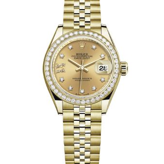 Rolex Lady-Datejust 28 279138RBR Wristwatch Jubilee Bracelet Champagne Diamond Dial Diamond Bezel