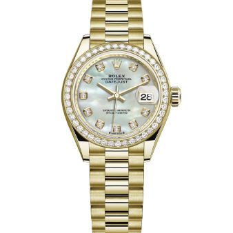 Rolex Lady-Datejust 28 279138RBR Wristwatch President Bracelet Mother of Pearl Diamond Dial Diamond Bezel