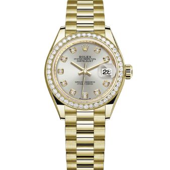 Rolex Lady-Datejust 28 279138RBR Wristwatch President Bracelet Silver Diamond Dial Diamond Bezel