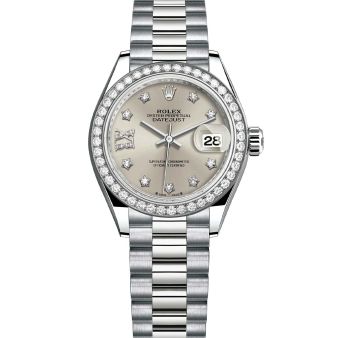 Rolex Lady-Datejust 28 279139RBR Wristwatch President Bracelet Silver Diamond Star Dial Diamond Bezel