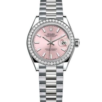 Rolex Lady-Datejust 28 279139RBR Wristwatch President Bracelet Pink Dial Diamond Bezel