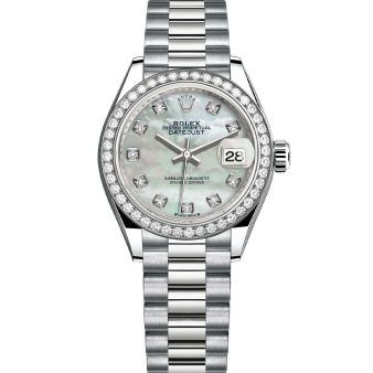 Rolex Lady-Datejust 28 279139RBR Wristwatch President Bracelet Mother of Pearl Diamond Dial Diamond Bezel