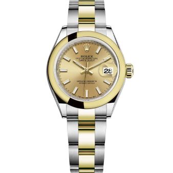 Rolex Lady-Datejust 28 279163 Wristwatch Oyster Bracelet Champagne Dial Smooth Bezel