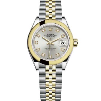 Rolex Lady-Datejust 28 279163 Wristwatch Jubilee Bracelet Silver Diamond Dial Smooth Bezel