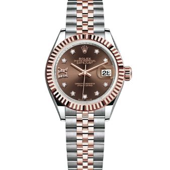 Rolex Lady-Datejust 279171 Wristwatch Jubilee Bracelet Chocolate Diamond IX Roman Dial Fluted Bezel