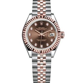 Rolex Lady-Datejust 279171 Wristwatch Jubilee Bracelet Chocolate Roman Dial Fluted Bezel