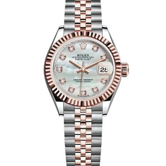 Rolex Lady-Datejust 279171 Wristwatch Jubilee Bracelet Mother of Pearl Diamond Dial Fluted Bezel