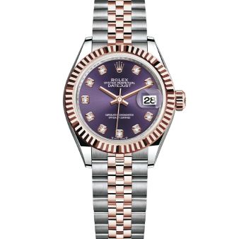 Rolex Lady-Datejust 279171 Wristwatch Jubilee Bracelet Aubergine Diamond Dial Fluted Bezel