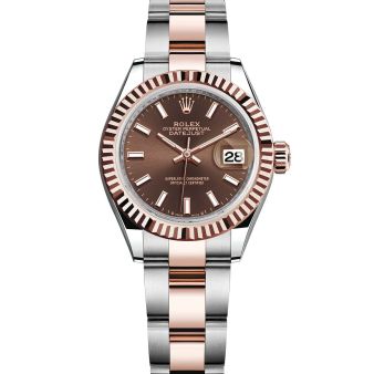 Rolex Lady-Datejust 279171 Wristwatch, Oyster Bracelet, Chocolate Dial, Fluted Bezel