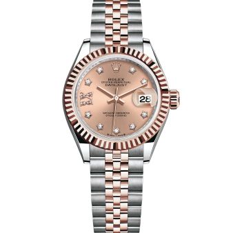 Rolex Lady-Datejust 279171 Wristwatch Jubilee Bracelet Rose Diamond IX Roman Dial Fluted Bezel