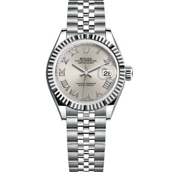 Rolex Lady-Datejust 28 279174 Wristwatch Silver Roman Dial Jubilee Bracelet Fluted Bezel