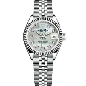 Rolex Lady-Datejust 28 279174 Wristwatch Mother of Pearl Diamond Dial Jubilee Bracelet Fluted Bezel