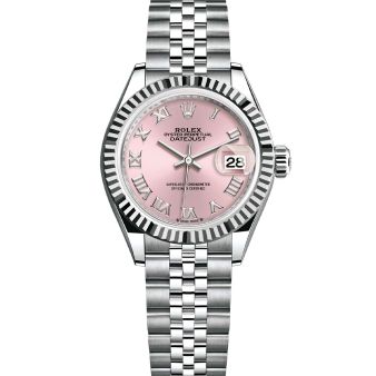 Rolex Lady-Datejust 28 279174 Wristwatch Pink Roman Dial Jubilee Bracelet Fluted Bezel