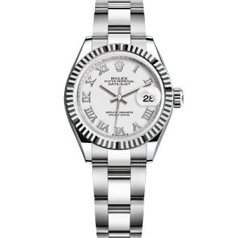 Rolex Lady-Datejust 28 279174 Wristwatch White Roman Dial Oyster Bracelet Fluted Bezel