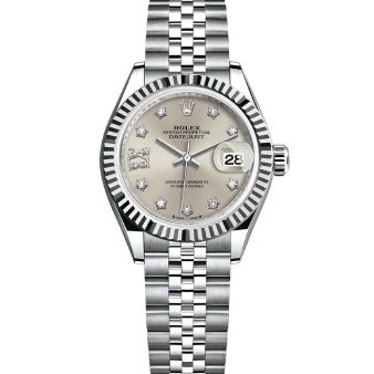 Rolex Lady-Datejust 28 279174 Wristwatch Silver Star Diamond IX Roman Dial Jubilee Bracelet Fluted Bezel