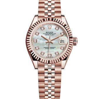 Rolex Lady-Datejust 279175 Wristwatch, Jubilee Bracelet, Mother of Pearl Diamond Dial, Fluted Bezel
