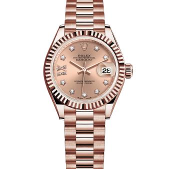 Rolex Lady-Datejust 279175 Wristwatch President Bracelet Rose Diamond Star Dial Fluted Bezel