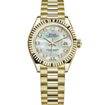 Rolex Lady-Datejust 28 279178 Wristwatch President Bracelet Mother of Pearl Diamond Dial Fluted Bezel