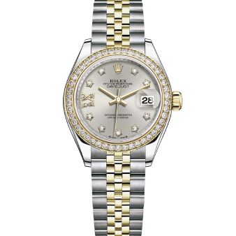 Rolex Lady-Datejust 279383RBR Wristwatch Jubilee Bracelet Silver Diamond IX Roman Dial Diamond Bezel