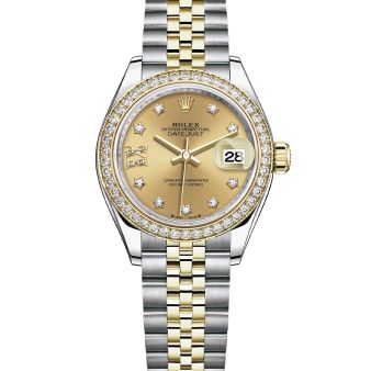 Rolex Lady-Datejust 279383RBR Wristwatch Jubilee Bracelet Champagne Diamond IX Roman Dial Diamond Bezel