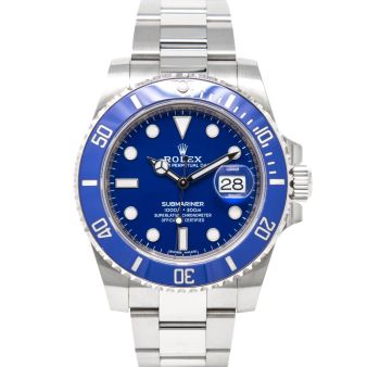 New Rolex Submariner Date, Blue Dial, White Gold, 116619LB