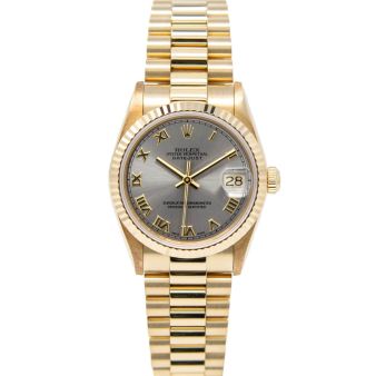 Rolex Women's Datejust 31 68278 Wristwatch, President Bracelet, Silver Roman Dial, Fluted Bezel