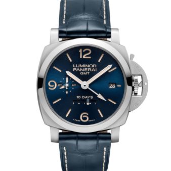Panerai Luminor GMT 10 Days PAM00986 Wristwatch, Blue Leather Bracelet, Blue Dial