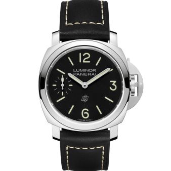 Panerai Luminor Logo 44 PAM01084 Wristwatch, Black Leather Bracelet, Black Dial
