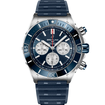 Breitling, Super Chronomat B01 44, AB0136161C1S1 Wristwatch, Blue Dial, Blue Rubber Strap