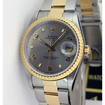 Rolex Date Steel and Yellow Gold Slate Index 15223 Watch Chest