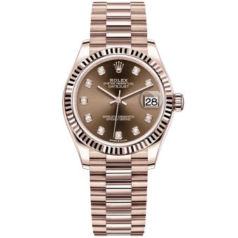 Rolex Datejust 31 278275-0010 Wristwatch, President Bracelet, Chocolate Diamond Dial, Fluted Bezel