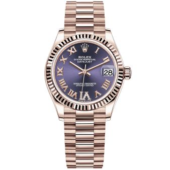 Rolex Datejust 31 278275-0029 Wristwatch, President Bracelet, Aubergine Roman VI Diamond Dial, Fluted Bezel
