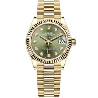 Rolex Datejust 31 278278 Wristwatch, President Bracelet, Olive Green Diamond Dial, Fluted Bezel