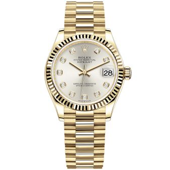 Rolex Datejust 31 278278 Wristwatch, President Bracelet, Silver Diamond Dial, Smooth Bezel